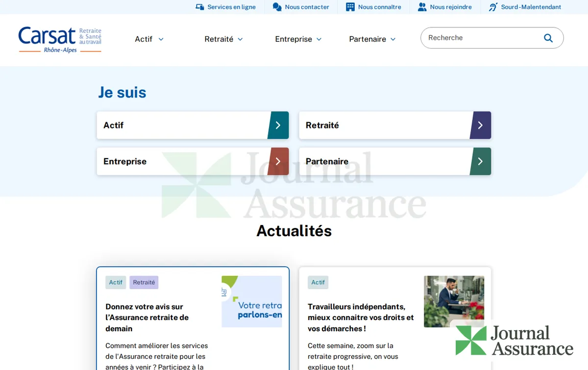 Capture : Carsat Rhône-Alpes : Votre caisse d'assurance retraite et de la santé au travail