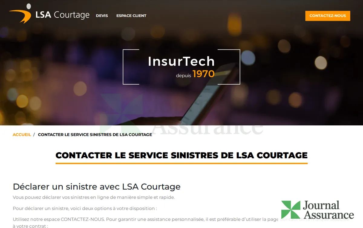 Capture : Contacter le service sinistres de LSA Courtage | LSA Courtage